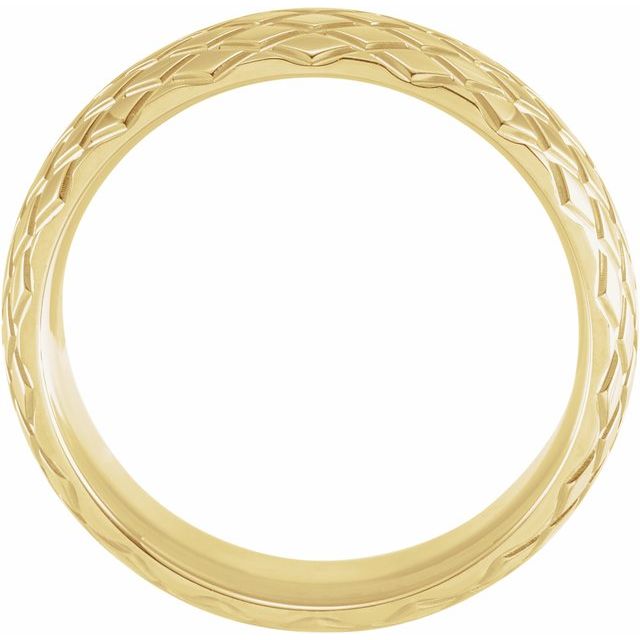 14K Yellow 6 mm Rhombus Patterned Band Size 10