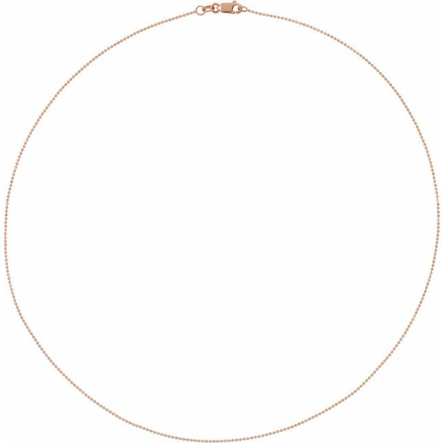 14K Rose 1 mm Diamond-Cut Bead 20' Chain