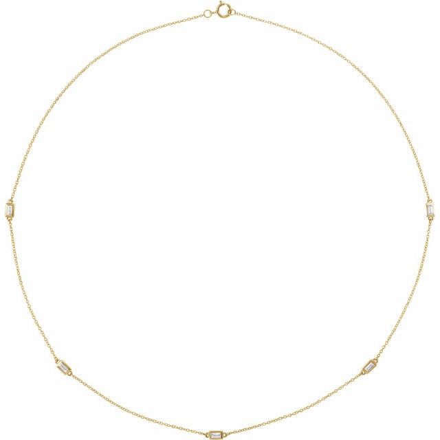 14K Yellow 1/3 CTW Natural Diamond 5-Station 18' Necklace