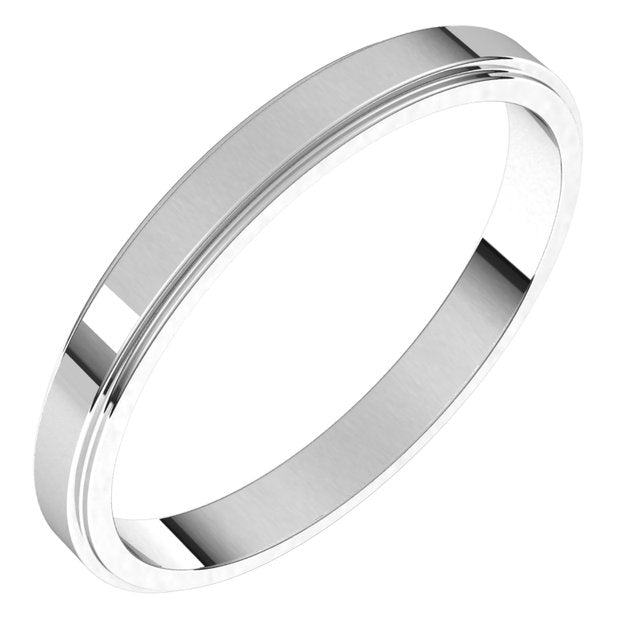 Sterling Silver 2.5 Mm Flat Edge Band Size 11
