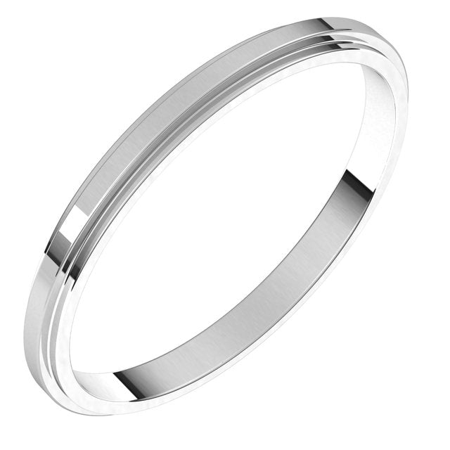 Sterling Silver 2 mm Flat Edge Band Size 10
