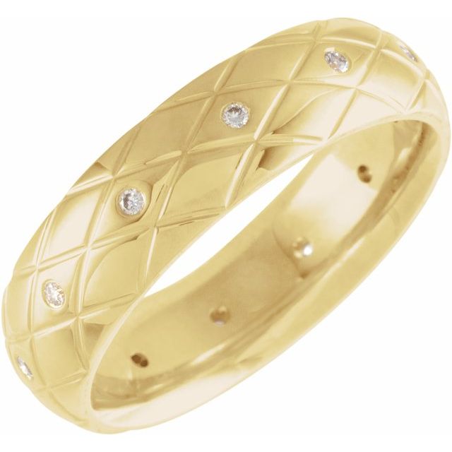 14k Yellow 1/10 Ctw Natural Diamond Patterned Band Size 10