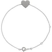 14k White Engravable Heart 7-8' Bracelet