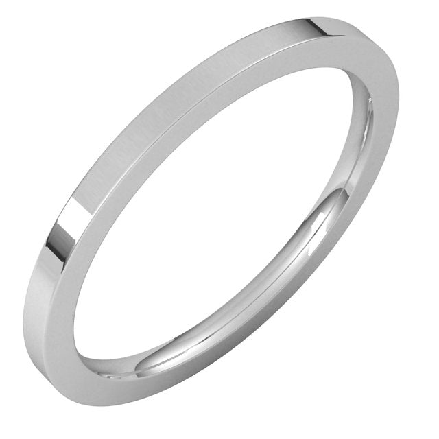 14K White 1.5 mm Flat Comfort Fit Band Size 6.5