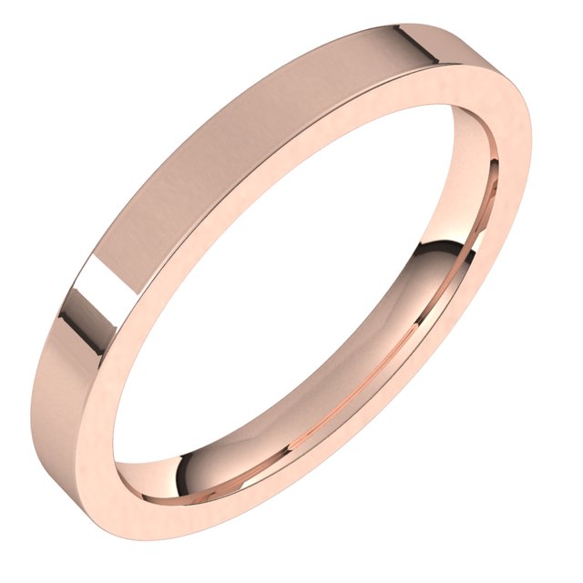 18k Rose 2.5 Mm Flat Comfort Fit Band Size 7.5