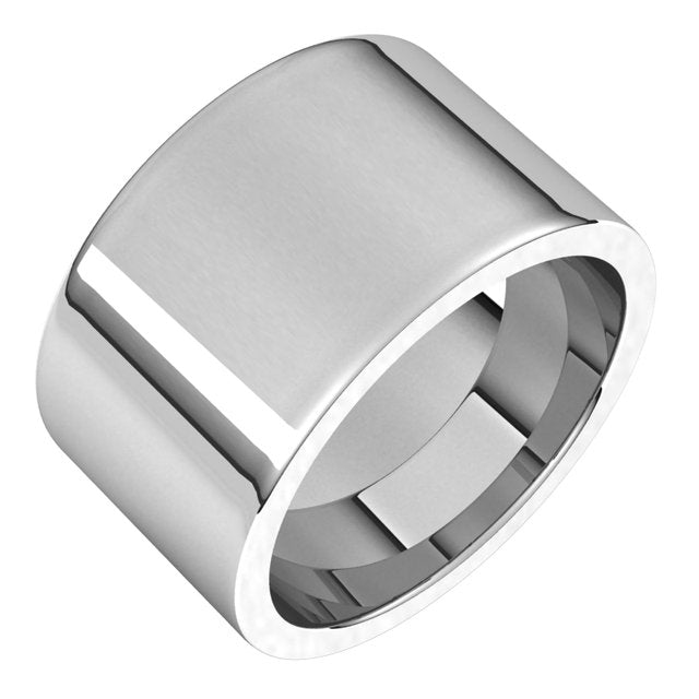 14k White 12 Mm Flat Comfort Fit Band Size 8