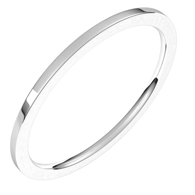 14k White 1 Mm Lightweight Comfort-fit Flat Band Size 9.5