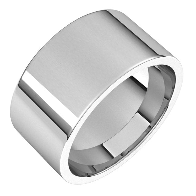 18K White 10 mm Flat Comfort Fit Light Band Size 9