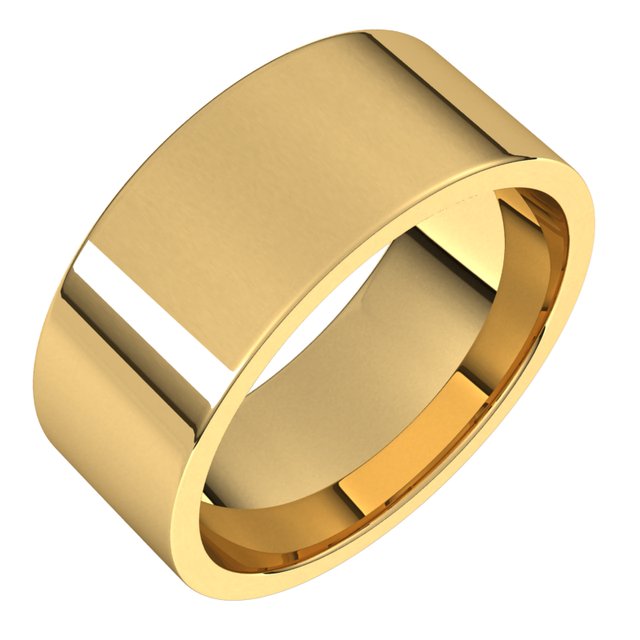 14k Yellow 8 Mm Lightweight Comfort-fit Flat Band Size 9
