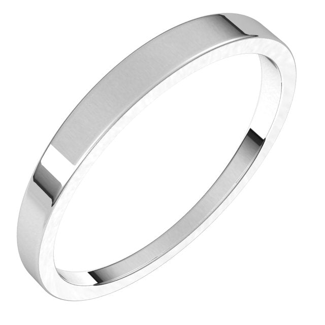 14k White 2.5 Mm Flat Tapered Band Size 8.5