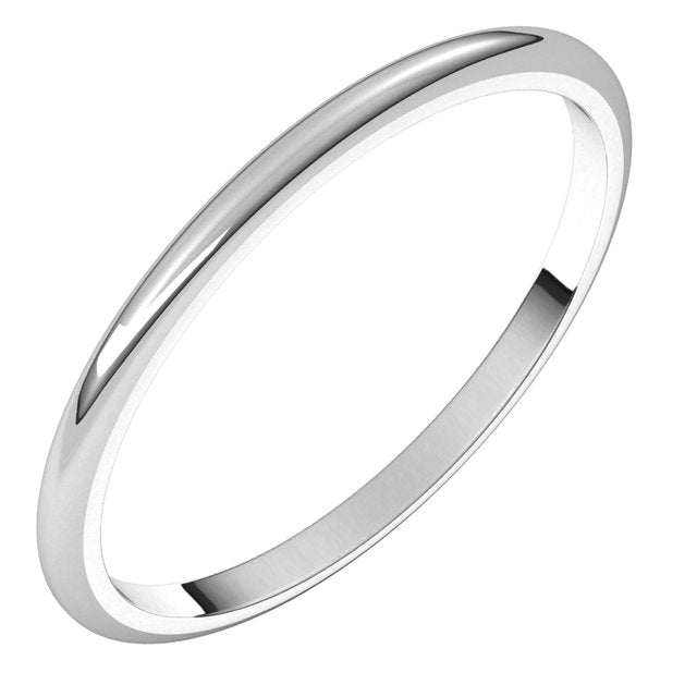 14k White 1.5 Mm Half Round Band Size 6