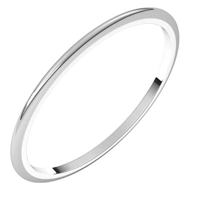 14k White 1 Mm Half Round Band Size 8