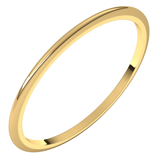 14k Yellow 1 Mm Half Round Band Size 7