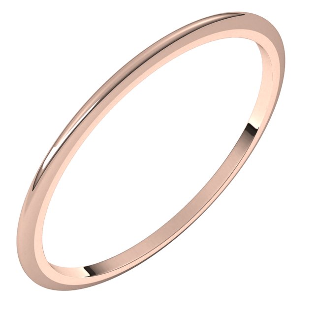 14k Rose 1 Mm Half Round Band Size 6.5