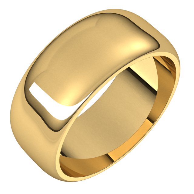 14k Yellow 8 Mm Half Round Band Size 8.5