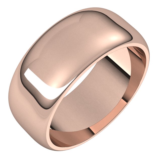 14K Rose 8 mm Half Round Band Size 10.5