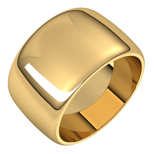 14k Yellow 12 Mm Half Round Band Size 6