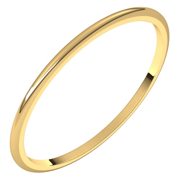 14K Yellow 1 mm Half Round Light Band Size 10