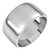 18k White 10 Mm Half Round Light Band Size 10
