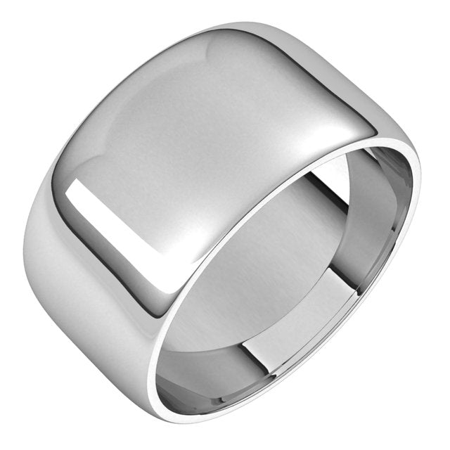18k White 10 Mm Half Round Light Band Size 10