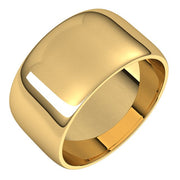 14k Yellow 10 Mm Half Round Light Band Size 6