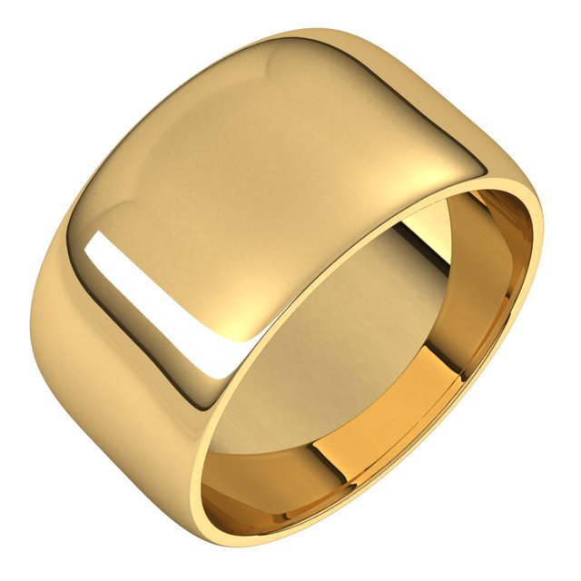 14k Yellow 10 Mm Half Round Light Band Size 6