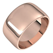 14K Rose 10 mm Half Round Light Band Size 7