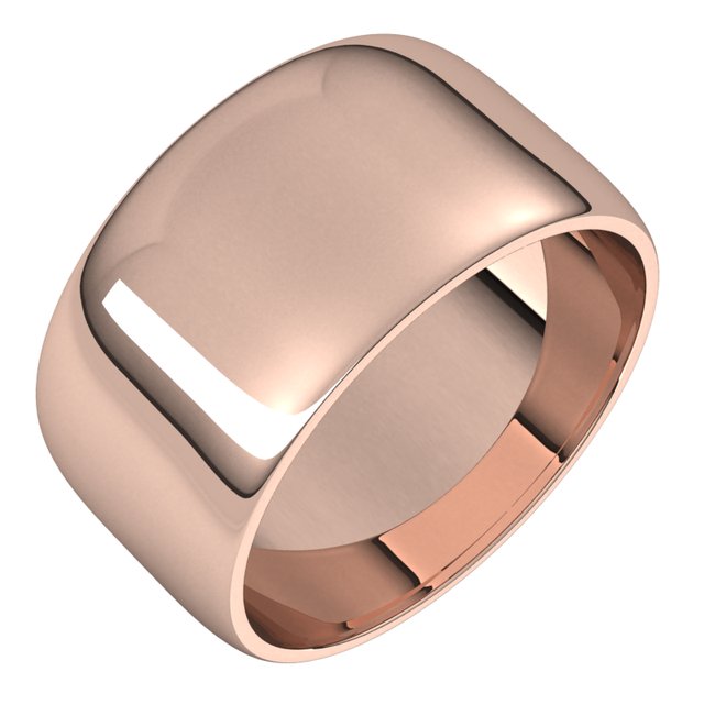 14K Rose 10 mm Half Round Light Band Size 7
