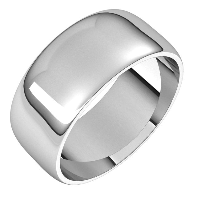 Sterling Silver 8 Mm Half Round Light Band Size 10.5