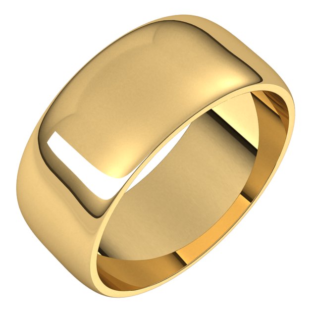 14k Yellow 8 Mm Half Round Light Band Size 11