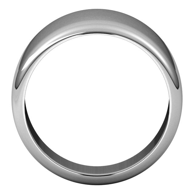 14K White 14 mm Half Round Tapered Band Size 7