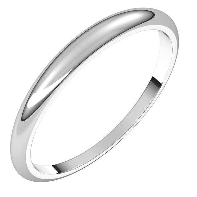14k White 2.5 Mm Half Round Tapered Band Size 10.5