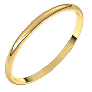 14K Yellow 1.5 mm Half Round Ultra-Light Band Size 6.5