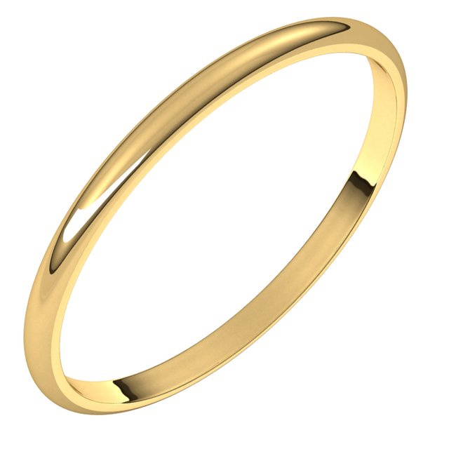 14K Yellow 1.5 mm Half Round Ultra-Light Band Size 6.5