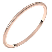 18K Rose 1 mm Half Round Ultra-Light Band Size 7