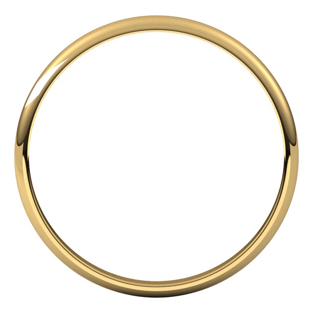 14K Yellow 2 mm Half Round Ultra-Light Band Size 16.5
