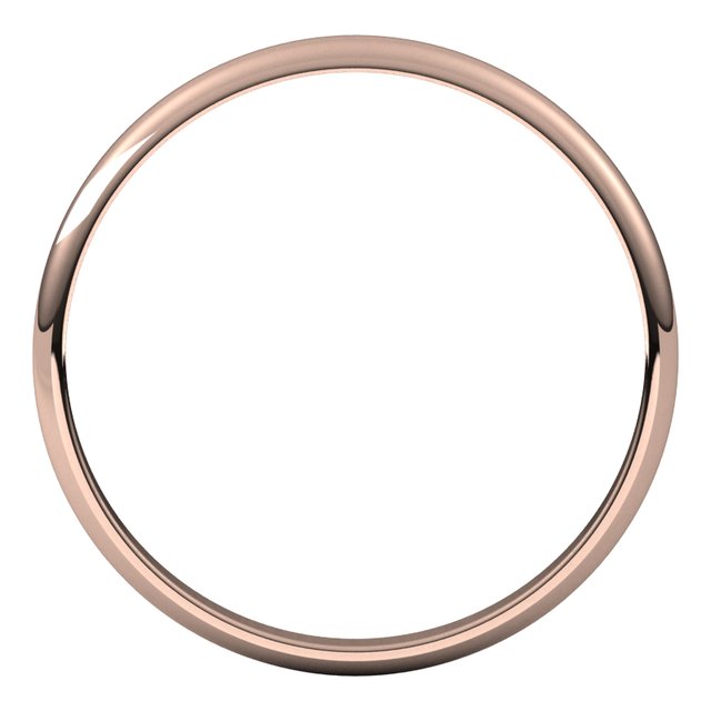 18K Rose 2 mm Half Round Ultra-Light Band Size 6.5