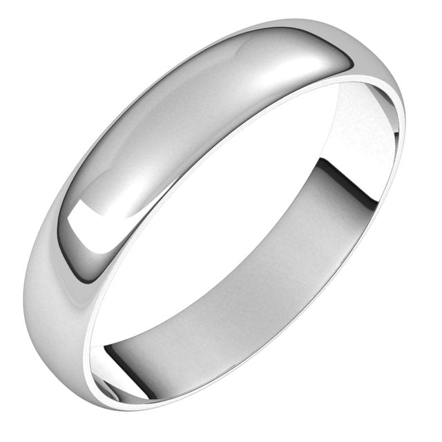 14K White 4 mm Half Round Ultra-Light Band Size 12.5
