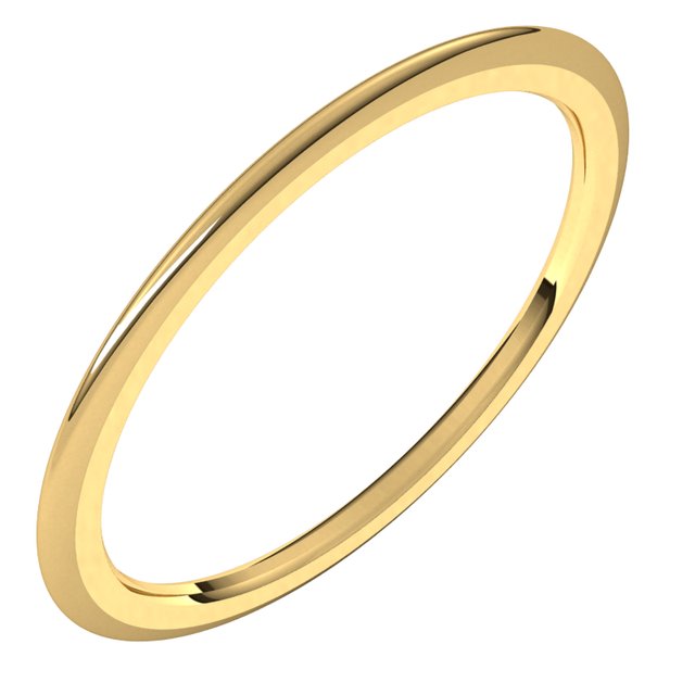 14K Yellow 1 mm Half Round Comfort Fit Band Size 15
