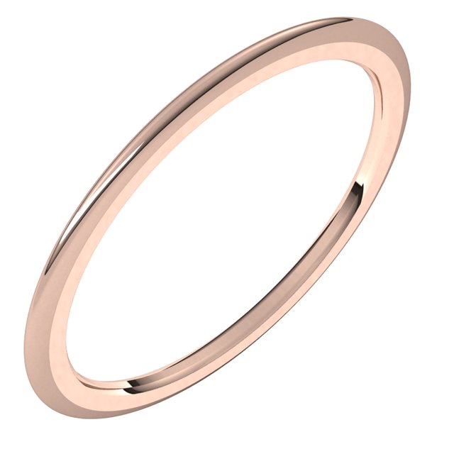 14k Rose 1 Mm Half Round Comfort Fit Band Size 5