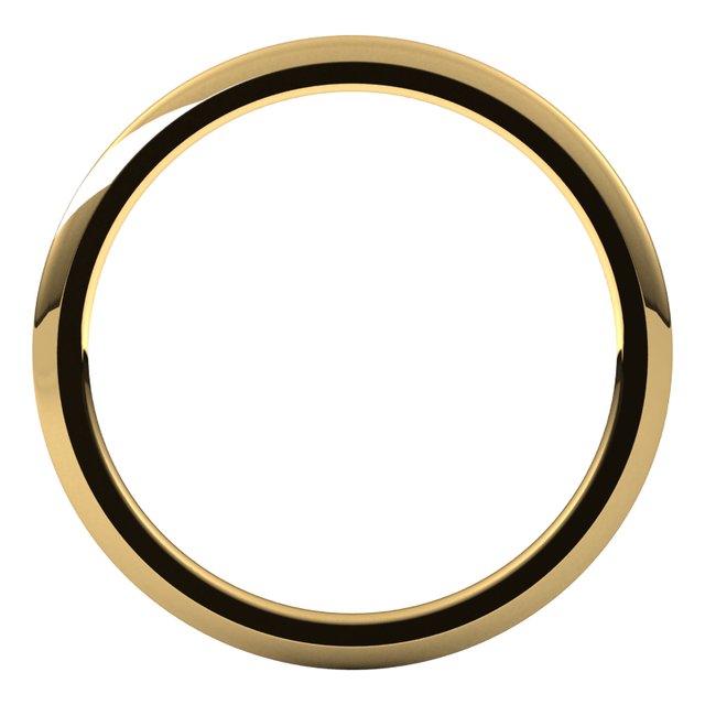 14k Yellow 1 Mm Half Round Comfort Fit Band Size 6