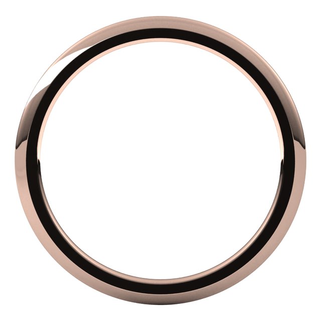 14k Rose 1 Mm Half Round Comfort Fit Band Size 5