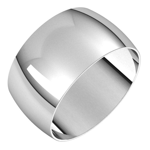14k White 10 Mm Ultra-lightweight Half Round Band Size 8.5