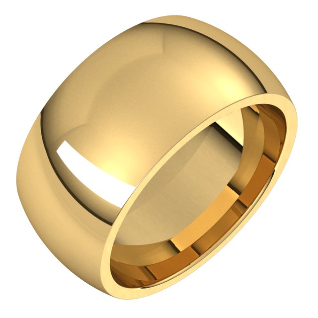14k Yellow 10 Mm Comfort-fit Half Round Band Size 6.5