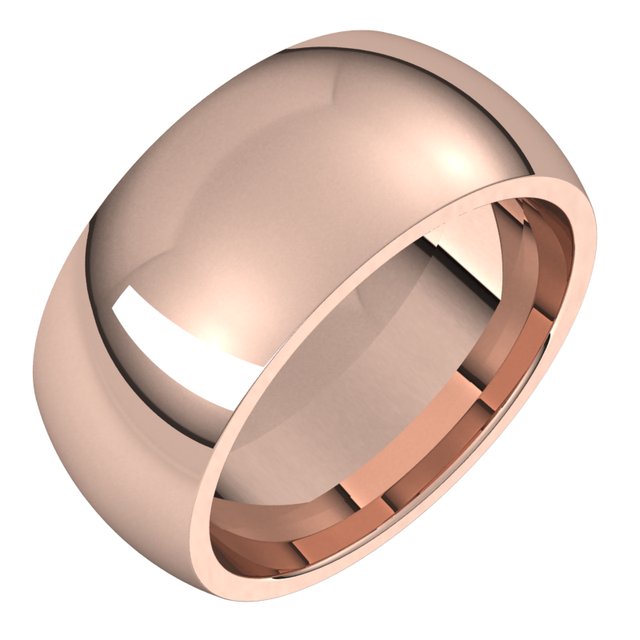 14k Rose 9 Mm Comfort-fit Half Round Band Size 11