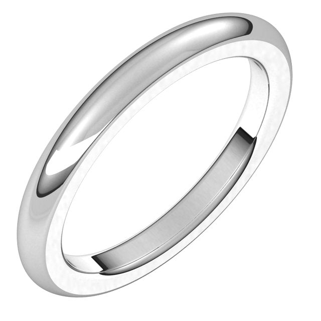 14k White 2.5 Mm Heavyweight Comfort-fit Half Round Band Size 5