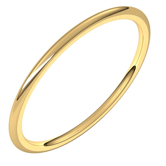 14k Yellow 1 Mm Lightweight Comfort-fit Half Round Band Size 8