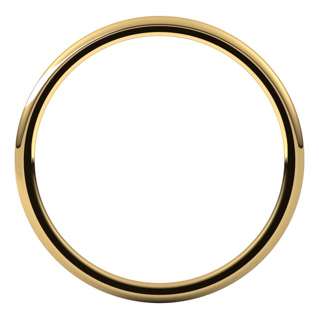 14k Yellow 1 Mm Lightweight Comfort-fit Half Round Band Size 8