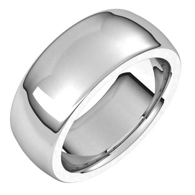 14k White 8 Mm Half Round Comfort Fit Heavy Band Size 11.5