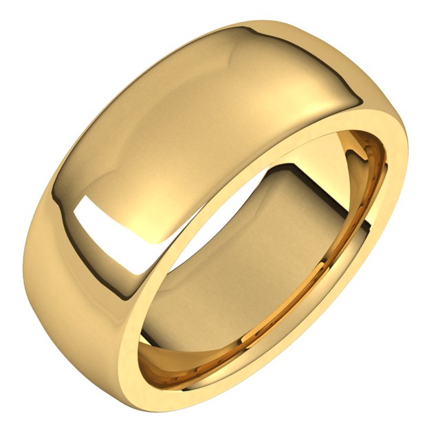 14k Yellow 8 Mm Half Round Comfort Fit Heavy Band Size 10